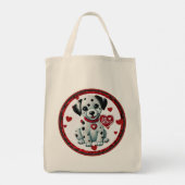 Sac d'épicerie de chiot dalmate - Be Mine Valentin (Dos)