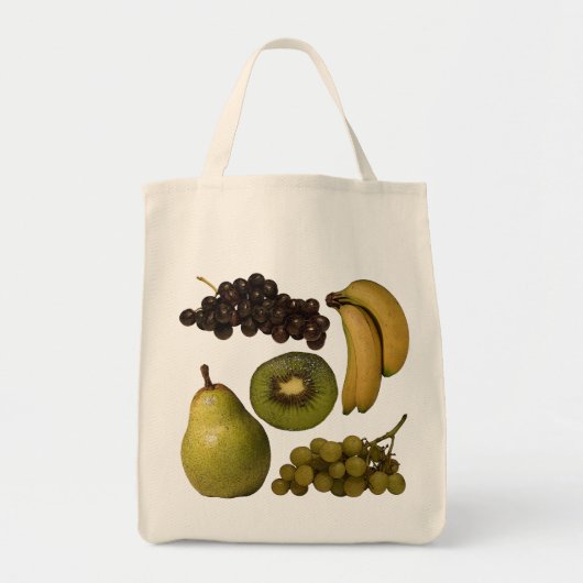 Sac d'épicerie de fruit - raisins, bananes, kiwi, (Devant)