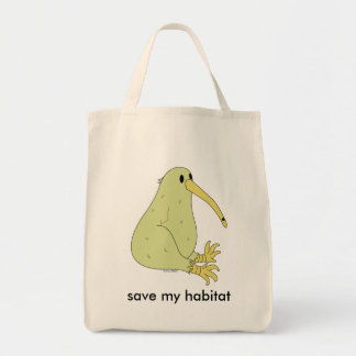 sac d'épicerie organique d'oiseau de kiwi