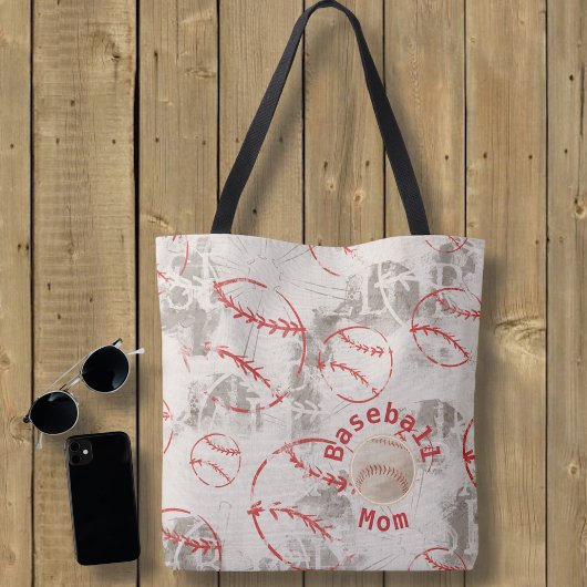 Sac d'impression Grunge Maman De Baseball