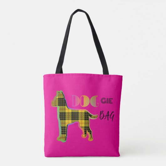 Sac Doggie Jaune Plaid Sac fourre-tout rose chaud (Dos)