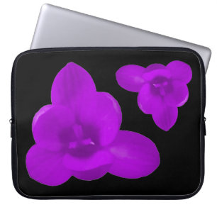 Sac d'ordinateur portable bleu fleur Crocus