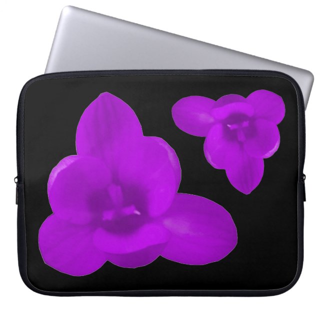 Sac d'ordinateur portable bleu fleur Crocus (Devant)
