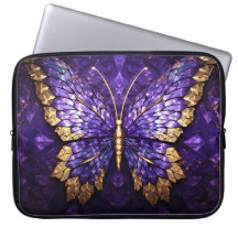 Sac d'ordinateur portable en verre de papillon vio