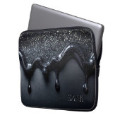 Sac d'ordinateur portable noir avec paillettes cou (devant gauche)