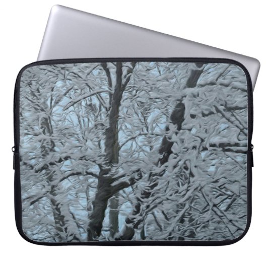 Sac électronique Big Tree en neige et ciel bleu (Devant)