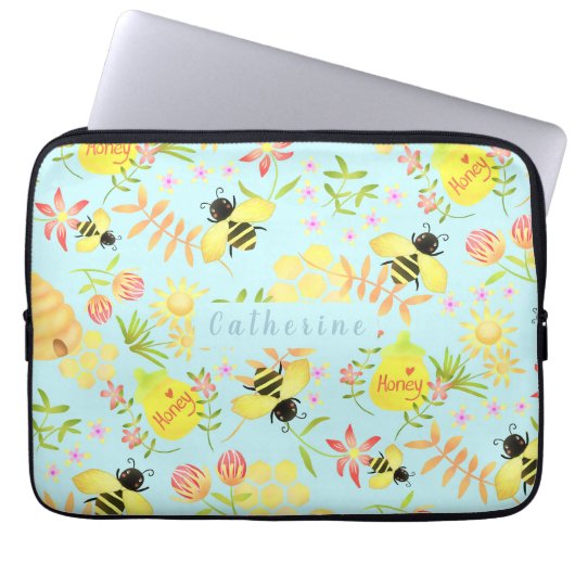 Sac électronique bleu d'abeille de miel (Devant)
