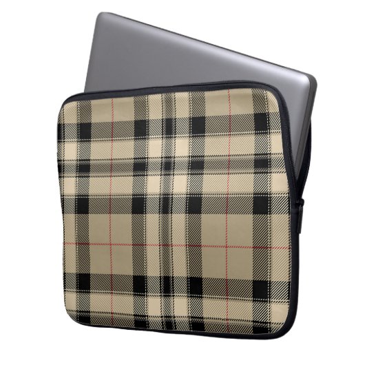 Sac Électronique Classique Beige Et Noir Plaid (devant gauche)