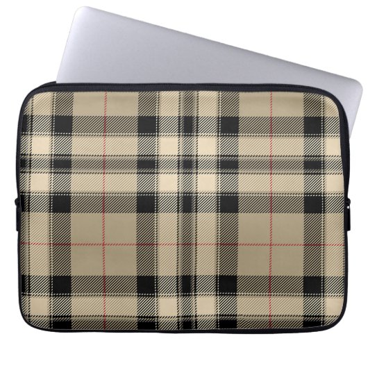 Sac Électronique Classique Beige Et Noir Plaid (Devant)