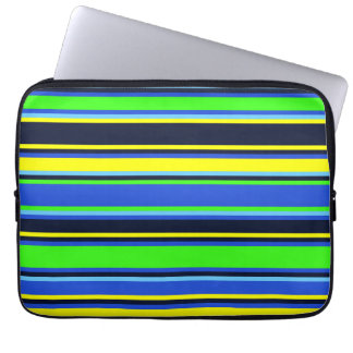 Sac électronique rayé bleu, citron vert et jaune