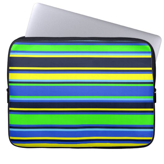 Sac électronique rayé bleu, citron vert et jaune (Devant)