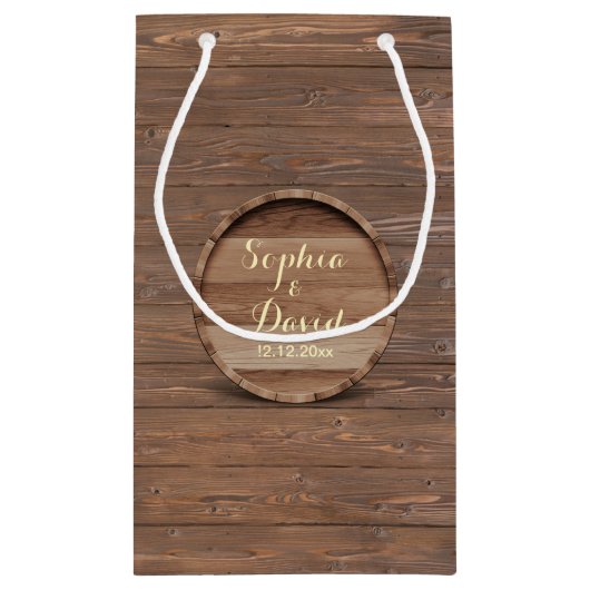 Sac en bois rustique Mariage en fût personnalisé F (Dos)