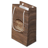 Sac en bois rustique Mariage en fût personnalisé F (Dos Angle)