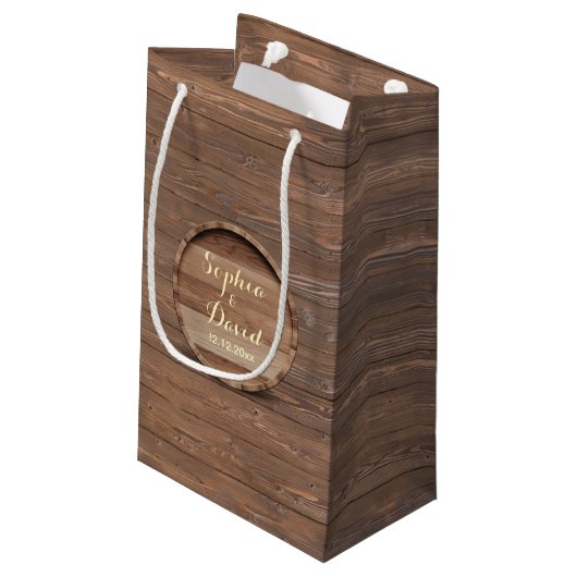 Sac en bois rustique Mariage en fût personnalisé F (Dos Angle)