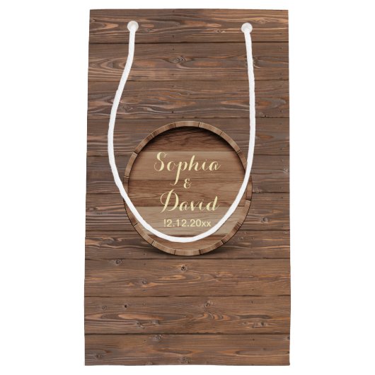 Sac en bois rustique Mariage en fût personnalisé F (Devant)