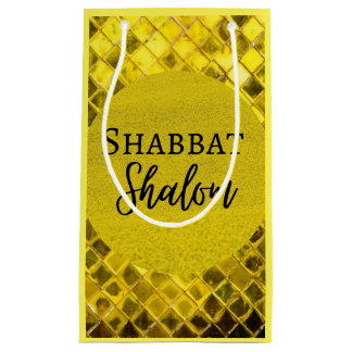 Sac en papier cadeau Shabbat Shalom design jaune