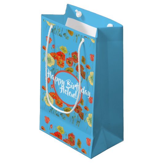 Sac en papier fleurs Orange Poppy Pavots Islande (Devant Angle)