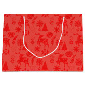 Sac en papier grand format motif cerf d'art popula (Devant)