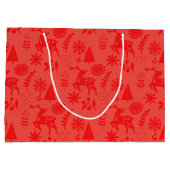 Sac en papier grand format motif cerf d'art popula (Dos)