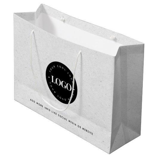 Sac en papier kraft gris aspect rond logo entrepri (Devant Angle)