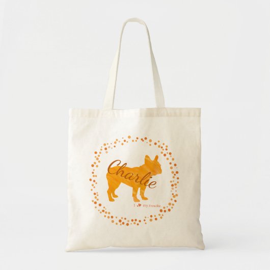 Sac en silhouette Pastel Orange French Bulldog (Devant)