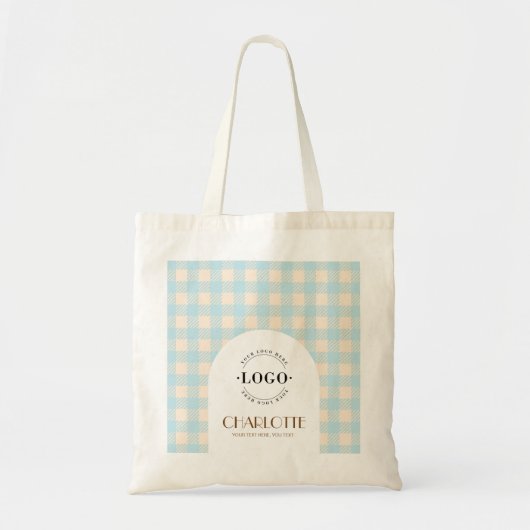Sac en tissu à logo pré-imprimé Sweet Gingham pers (Devant)