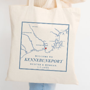 Sac en toile de carte de Kennebunkport pour mariag