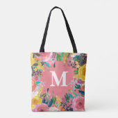 Sac en toile Monogramme personnalisé à la florale (Dos)