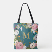 Sac en toile Monogramme personnalisé à la florale (Dos)