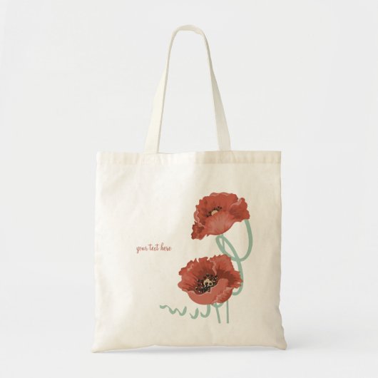 Sac en toile personnalisée Peonies rouges (Devant)