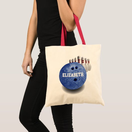 Sac fait sur commande de boule de bowling bleu (Devant (produit))