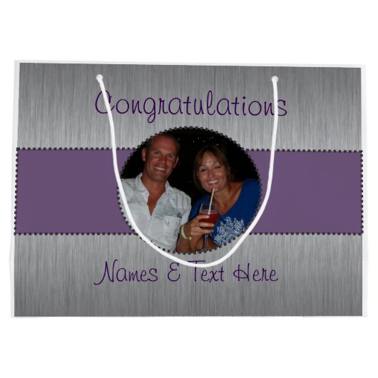 Sac fait sur commande pourpre et argenté de cadeau (Dos)