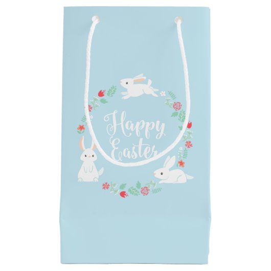 Sac floral élégant de cadeau du lapin de Pâques | (Devant)