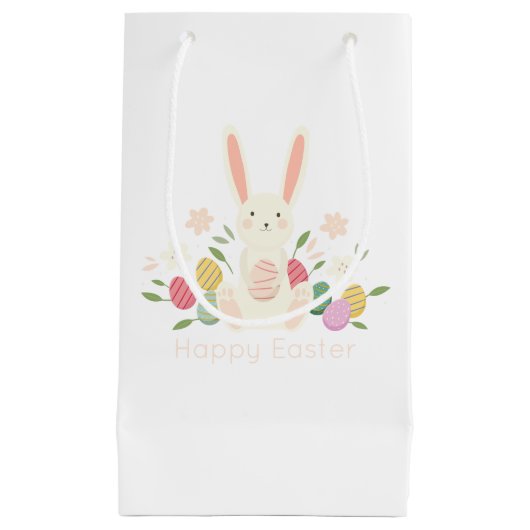 Sac floral simple de cadeau du lapin de Pâques | (Devant)
