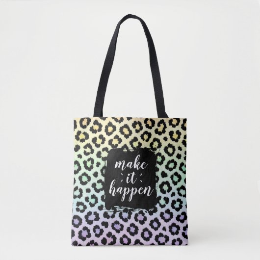 Sac fourre imprimé léopard pastel «Make It Happen» (Devant)