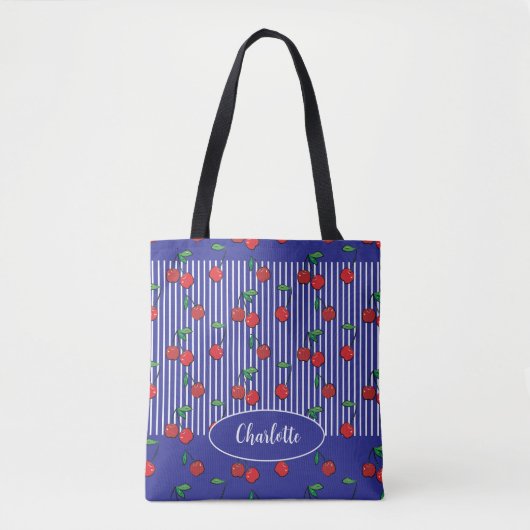 Sac fourre nom cerise douce rayée bleu marine et b (Devant)