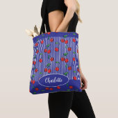 Sac fourre nom cerise douce rayée bleu marine et b (De près)