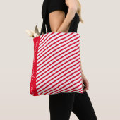 Sac fourre-tout à accent rayé rouge / écriture per (De près)