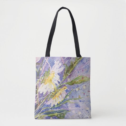 Sac fourre-tout à aquarelle de marguerite (Devant)