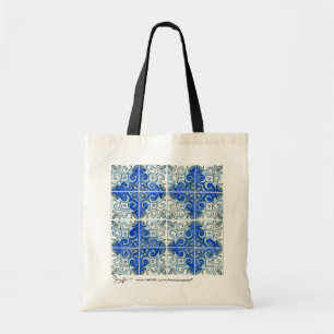 Sac fourre-tout à bleu d'art de tuile