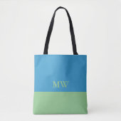 Sac fourre-tout à blocs de couleur monogramme bleu (Devant)