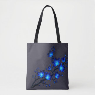 Sac fourre-tout à branche florale bleue lumineuse
