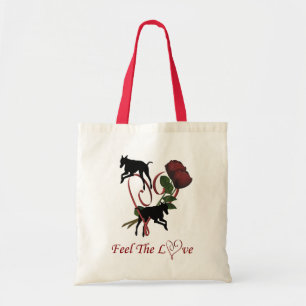 Sac fourre-tout à chien de coeur d'amour de roses