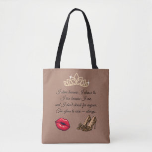 Sac fourre-tout à citation chic – Trop de glamour