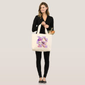 Sac fourre-tout à collage rose et violet à l'esthé (Devant (modèle))