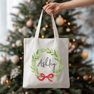 Sac fourre-tout à couronne de Noël avec nom person