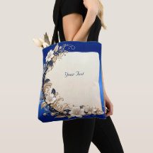Sac fourre-tout à embellissement floral bleu blanc