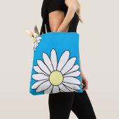 Sac fourre-tout à épaule - Bleu marguerite d'été (De près)