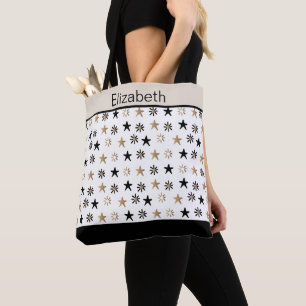 Sac fourre-tout à étoiles en or noir avec monogram