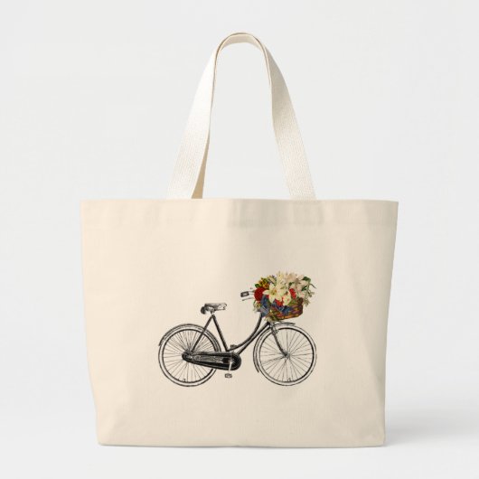 Sac fourre-tout à fleur de bicyclette de vélo joli (Devant)